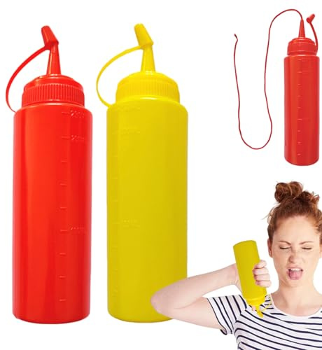 Woalopted 2 Stück Fake Squirt Senf Und Ketchup Flasche, Ketchup Flaschen Neuheits Streich, Streich Ketchups -Flaschen Für Lustige Und Kreative Witze, Neuheit Squirt Flasche Für Streiche Für Kinder