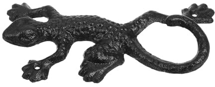 FUTUREORYY Crochet Mural Fonte Rustique Lézard Gécko pour Suspension Plantes Serviettes et Décor Extérieur Support Robuste Polyvalent sans Outil Marron Foncé