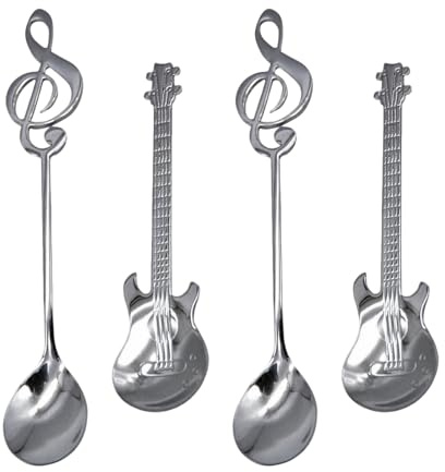 ChAusa 4 Pezzi Cucchiaini da Caffè Forma di Chitarra, 12 × 3,3 cm Posate