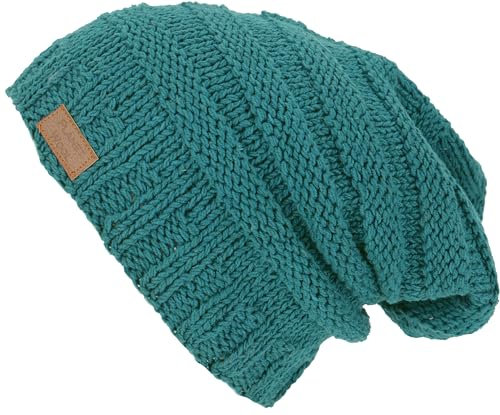 GURU SHOP Baumwoll Beanie, Handgestrickte Dread Head Mütze, Nepalmütze - Petrol, Herren/Damen, Baumwolle