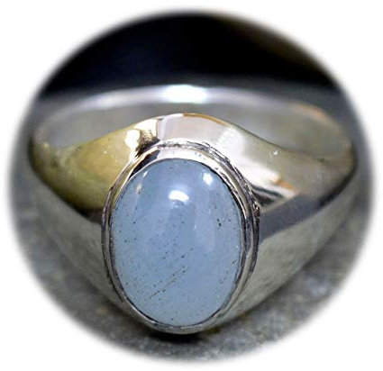 55Carat Aquamarin Edelstein Silber Ring für Herren Einfacher 2 Karat 925 Sterling astrologisch Größe UK H-Z, Natürlicher Aquamarin,