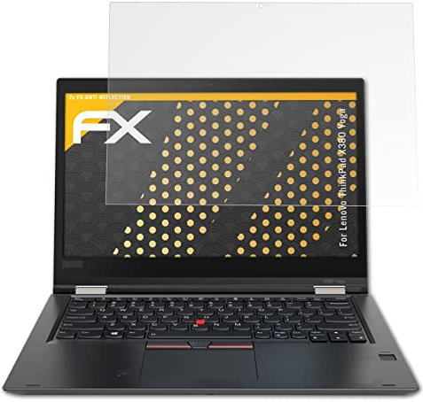 atFoliX Panzerfolie kompatibel mit Lenovo ThinkPad X380 Yoga Schutzfolie, entspiegelnde und stoßdämpfende FX Folie (2X)