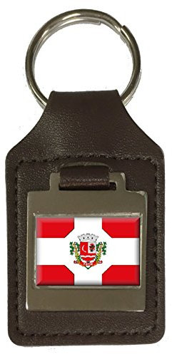Schlüsselanhänger aus Leder mit Gravur Potim City Sao Paulo Bundesstaat Flagge