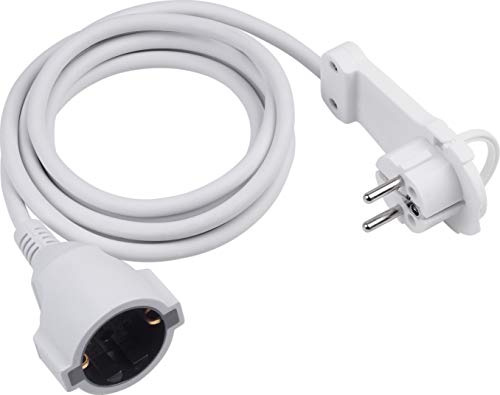 Meister Schutzkontakt-Verlängerung - Extraflacher Stecker - 3 m Kabel - weiß - IP20 Innenbereich / Verlängerungskabel mit Kinderschutz / Schuko-Verlängerung mit Flachstecker / Stromkabel / 7432330