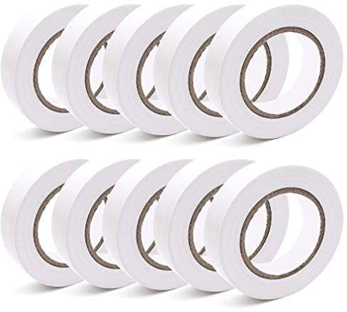 YTBUBOR 10 Pack White Electrical Tape 0.6 Inch 15m PVC Insulating Adhesive Gaffer Tape 50 Fee