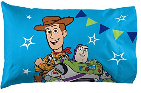 Jay Franco Disney Pixar Toy Story You've Got A Friend in Me 1 Pack Pillowcase - Double-Sided Kids Super Soft Bedding Features Woody and Buzz Lightyear (Official Disney Pixar Product)