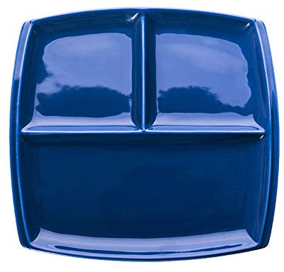 Onepine Platos de porcelana con 3 compartimentos sofisticados y elegantes, bandeja rectangular adecuada para aperitivos, aperitivos, filete, desayuno