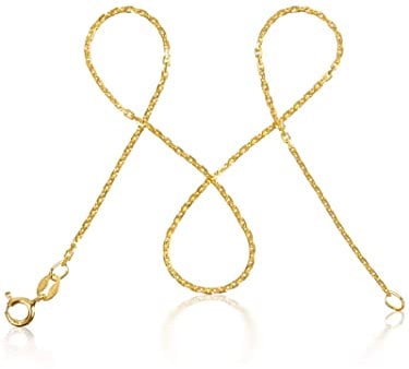 modabilé Ankerkette Damen Halskette Vergoldet 925 Sterling Silber (60cm 1,55mm breit) Goldkette ohne Anhänger zart Goldene Kette Frauen Vergoldete