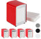 5 x Serviettenspender Retro, Metall, kleine Gastro Serviettenhalter für Eisdiele, Café, Bistro, HBT: 15x9,5x11, rot
