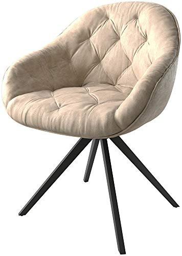 DELIFE Polsterstuhl Gaio-Flex Kreuzgestell kantig Schwarz Mikrofaser Beige Vintage