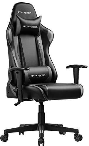 GTPLAYER GT002 Chaise de Gaming, Cuir, Gris, 846531