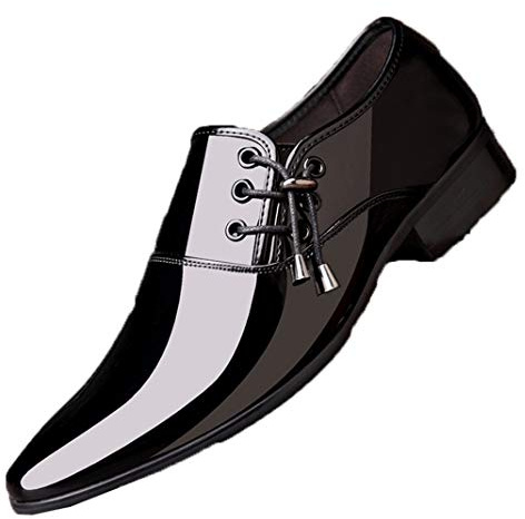 Scarpe Eleganti da Uomo Oxford Scarpe da Uomo in Pelle Verniciata Slip on Mocassini Piatti Scarpe Eleganti da Cerimonia a Punta