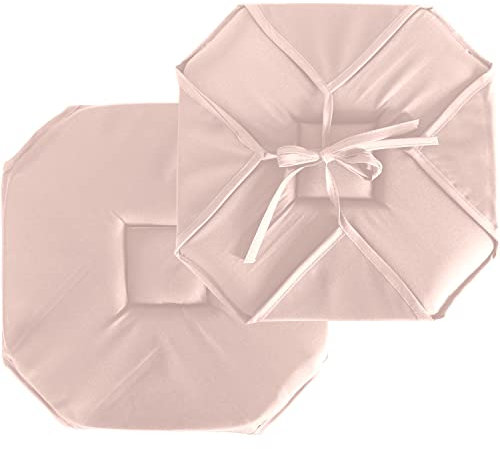 ED ENJOY HOME Stuhlkissen mit Klappe, 40 x 40 cm, Altrosa, mit Bändern, 100% Polyester, Stoff Öko-TEX, Satin, Kollektion Basic