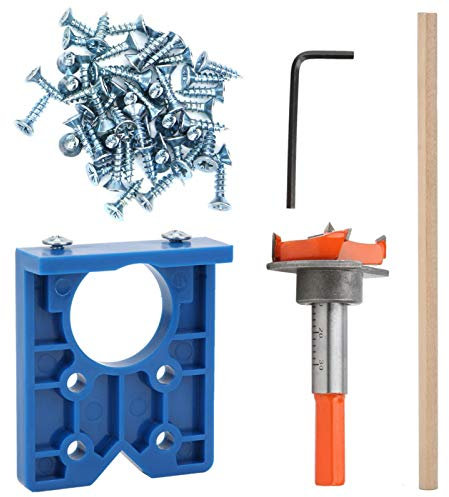 Oumefar Gabarit de Perçage Charnière, 35 mm Trou de Positionneur de Bits Réglable Localisateur Perçage de Porte pour Charnières de Placard