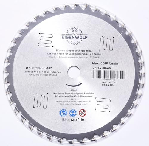 Lame de scie circulaire, de qualité supérieure, 180 x 16 mm, à 40 dents, pour le bois