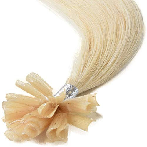 16 18 20 22 Pre Bonded Remy Human Hair Extensions-Nail Tip- 0.6g x 25strands-Grade AAA-Multi Colours (16, 613 Bleach Blonde)
