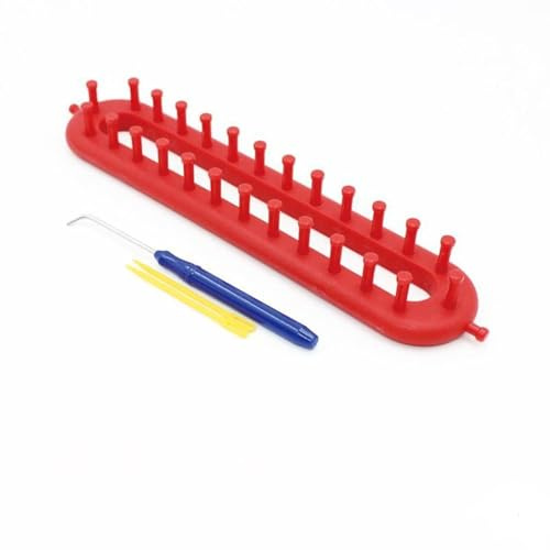 tooloflife 1 x Webstüh-Set, Strick-Bastelset, langer Strickwebstuhl für Socken, Schals, Mützen (26 cm, rot)