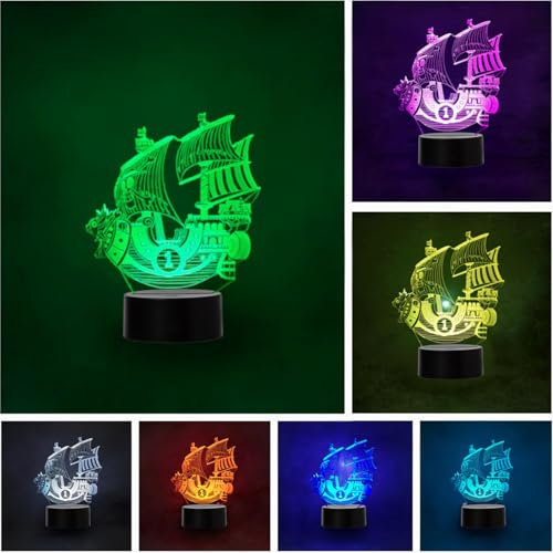 Wolobox LED-Lampe Anime Manga One Piece Thousand Sunny Farbwechsel USB Nachtlicht und Dekoration