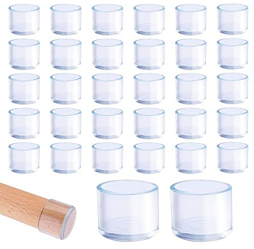 GZhaizhuan Lot de 32 capuchons de pieds de chaise ronds en plastique transparent de 25 mm - Convient pour table ronde et pieds de chaise d'un diamètre de 25 à 27 mm