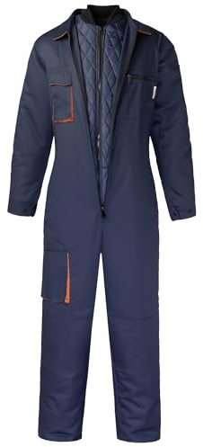 Yukirtiq Men's 2 in 1 Padded Work Coveralls Mechanic Boilersuit Winter Coveralls Jumpsuit Garages Boiler Suit