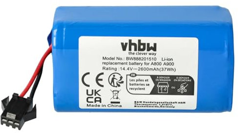vhbw Akku Ersatz für Tesvor SUN-INTE-172 für Staubsauger Home Cleaner Heimroboter (2600mAh, 14,4V, Li-Ion)