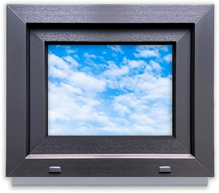 LORAC | Kunststofffenster Anthrazit-weiß 600x500mm, 60x50cm, PCV, DIN Rechts, kippbar & ausstellbar, 2-fach Verglasung, energiesparend – Fenster mit CE-Zertifikat für Keller und Wohnung