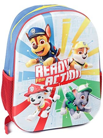Toi-Toys Paw Patrol 3D Kinderrucksack - Verstellbarer Rucksack für Mädchen und Jungen - ca. 33cm - Marshall, Rubble, Rocky & Chase - ab 3 Jahren