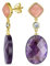 Elegante Edelstein Staubige Rose Kristall Akzent Natürliche Briolette Lila Amethyst Facettierte Ovale Hängeohrringe für Frauen Gelbvergoldet