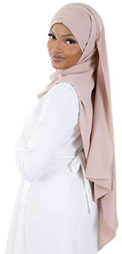 Hijab zum Anziehen aus Medinseide, zum Binden, altrosa, Einheitsgröße