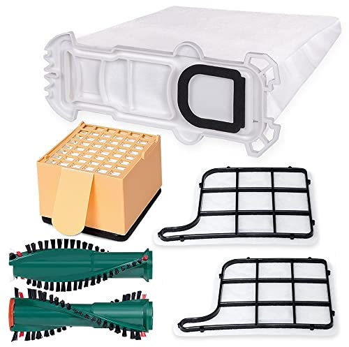 PRIMEBAG - 12 Staubsaugerbeutel, Filter, Rundbürsten passend für Vorwerk Kobold 135 - VK135 mit EB 350 - Hochwertiges Spar-Set - Bestleistung beim Saugen