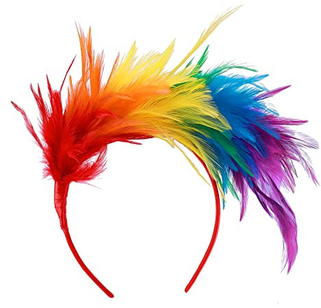 Fascinator Kopfschmuck Feder Haarschmuck 1920er Federstirnband Rainbow Charming Lady Parrot Halloween Kostüm Federkopfbedeckung für Tea Party Accessoires Hochzeit Mädchen Haarschmuck Haarreifen Damen