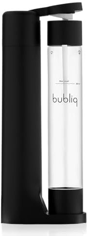 bubliq drink carbonator, Wassersprudler, Mattschwarz, mit Co2-Zylinder und 1 l Flasche, minimalistisches Design, sparkle anything