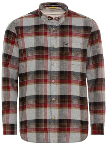 camel active Herren Flanellhemd im Karomuster aus Reiner Baumwolle rot, Menswear-XXL