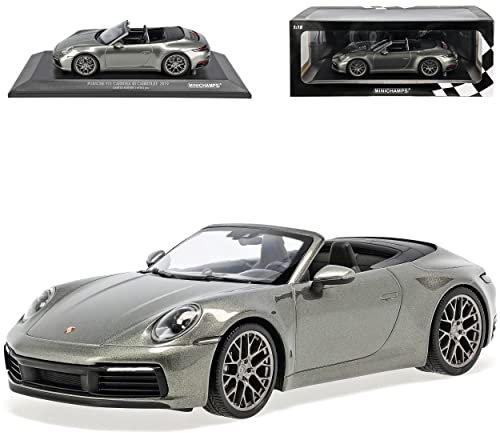 alles-meine.de GmbH Porsche 911 992 4S Cabrio Grün Grau Neue Generation Ab 2019 1/18 Minichamps Modell Auto mit individiuellem Wunschkennzeichen
