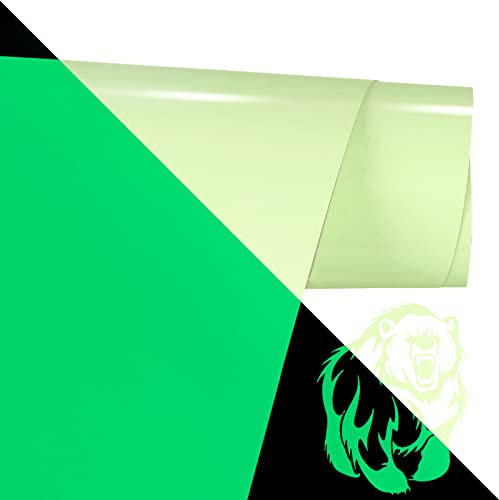 FOSER Plotterfolie Textil, Leuchtet im Dunkeln Plotterfolie 30,5cm×1,5m Heat Transfer Vinyl (Leuchtet im Dunkeln-Hellgrün)