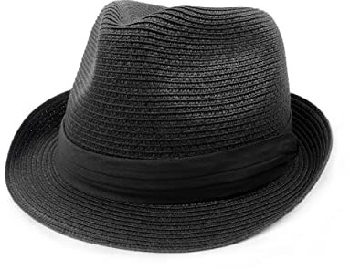 Zylioo Sombreros de paja XXL de gran tamaño, sombrero de playa Panamá de ala ancha para cabezas grandes, sombreros de viaje ajustables UPF con correa para la barbilla, Ala corta, color negro, XX-Large