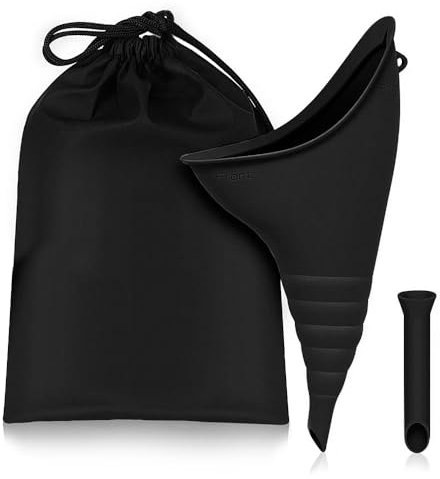 Voarge Wasserfestes Urinal für Frauen, Weibliches Urinal Silikon Trichter,Wiederverw endbare Urinella,Pinkelhilfe im Stehen für Festival, Camping, Reisen mit Schutzhülle (Schwarz)