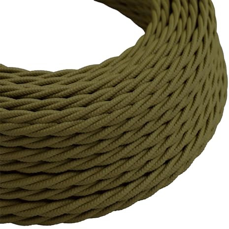 5 Meter Vintage 3 Core Twisted Electric Cable Fabric Covered Wire Italian Braided 0.75 mm Electrical Cable Flexible Wire for Lighting Other Appliances (Army Green)