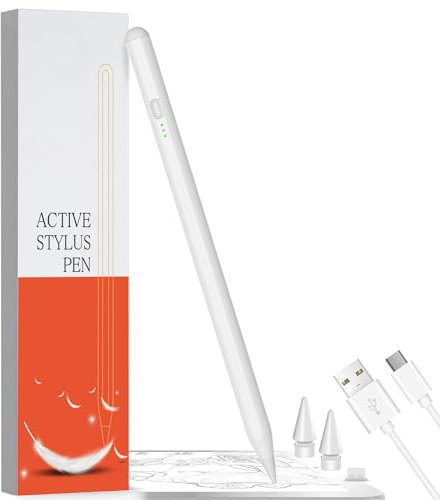 Stift Kompatibel mit Apple iPad (2018-2023)– Hochpräzise, Handflächenerkennung,3 LED-Anzeige, Neigungsempfindlich, Magnetisch,Eingabestifte für iPad/iPad Pro/iPad Mini/iPad Air