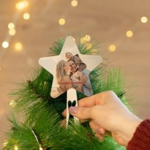 Wanapix | Estrella Arbol Navidad Personalizada con Foto | Madera | Estrella de Punta (Topper) | Adornos y Decoración Navideña | 11x16 cm | 100% Personalizado