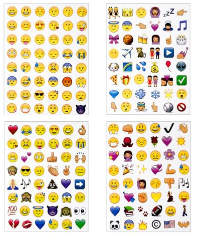 DAYKET Emotion Sticker,12 Blätter Happy Face Sticker,Emoticon Aufkleber für Notebook Dekoration