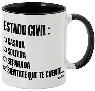 señor tarao® Taza de Cerámica Graciosa 350ml, Sr. Tarao Frases Originales, Regalos Divertidos, Frases de Humor (Estado Civil)