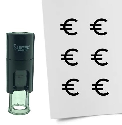 CombiCraft Selbstfärbender Stempel Euro-Zeichen in Schwarz, 10mm rund - Ideal für Bulletjournals und Treuekarten