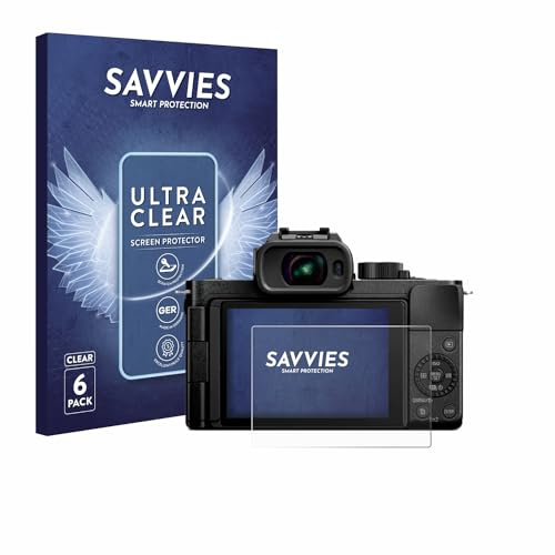 Savvies Schutzfolie für Panasonic Lumix DC-G100D | 6 Stück Transparenter Displayschutz Made in Germany Ultra-Klar Displayschutz-Folie