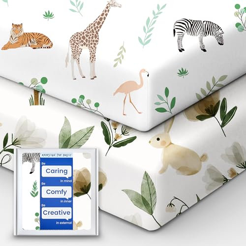 Netural-Kinderbettlaken, hochwertiges weiches Safari-Jersey-Strick-Spannbetttuch für Kinderbett, 71,1 x 132,1 x 22,9 cm, extra tiefe Tasche