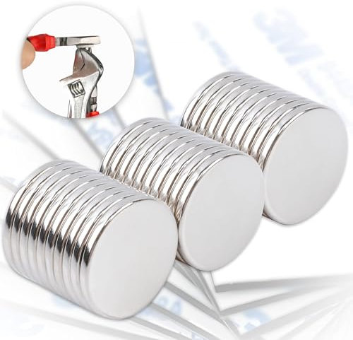 30 Stück Neodym Magnete Extra Stark: 20x2mm Selbstklebend Magnete Stark Runde Starker Magnete Flach für Magnettafel Kühlschrank Küche Büro Basteln