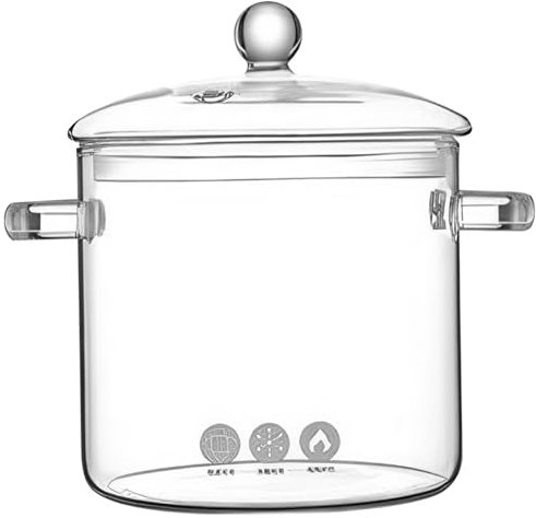 BEAHING Glass Pots For Cooking On Stove, Glass Pot, Clear Glass Simmer Pot 3L Large Cookware Stove Top Safe Borosilicate Saucepan with Integrated Handles, Glass Pots for Cooking