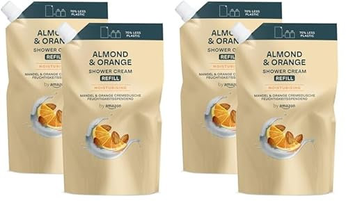 by Amazon Almond & Orange Shower Gel Refill, 2 x 1000ml (Pack of 2)