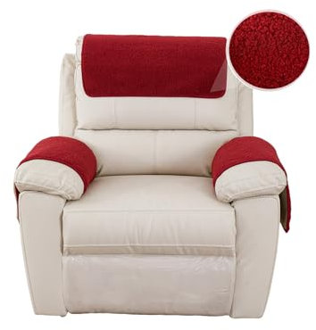 GYHH Armlehnenschoner Für Sessel Mit Tasche, Sesselschoner Sesselauflage, Sesselbezug Für Fernsehsessel, Lambswool Fleece rutschfest Möbelschutz Für Sofa, Stuhl (Burgundy,1 Sitzer)