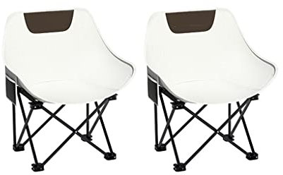 QHFTREX Klappstuhl für draußen, Camping, tragbarer Klappstuhl, Liegestuhl, Angelstuhl, Kleiner Hocker, Campingausrüstung, langlebig (Farbe: Braun) (Weiß) powerfully
